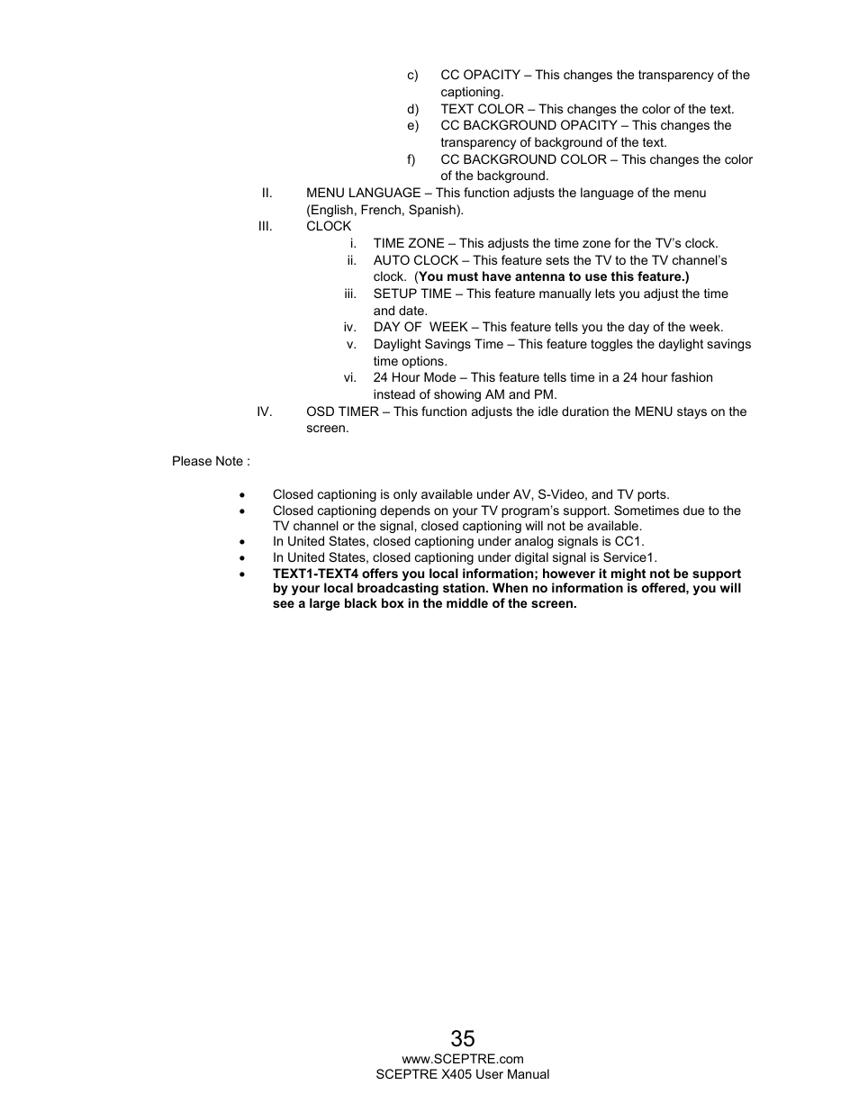 Sceptre X405BV-FHDR User Manual | Page 35 / 54