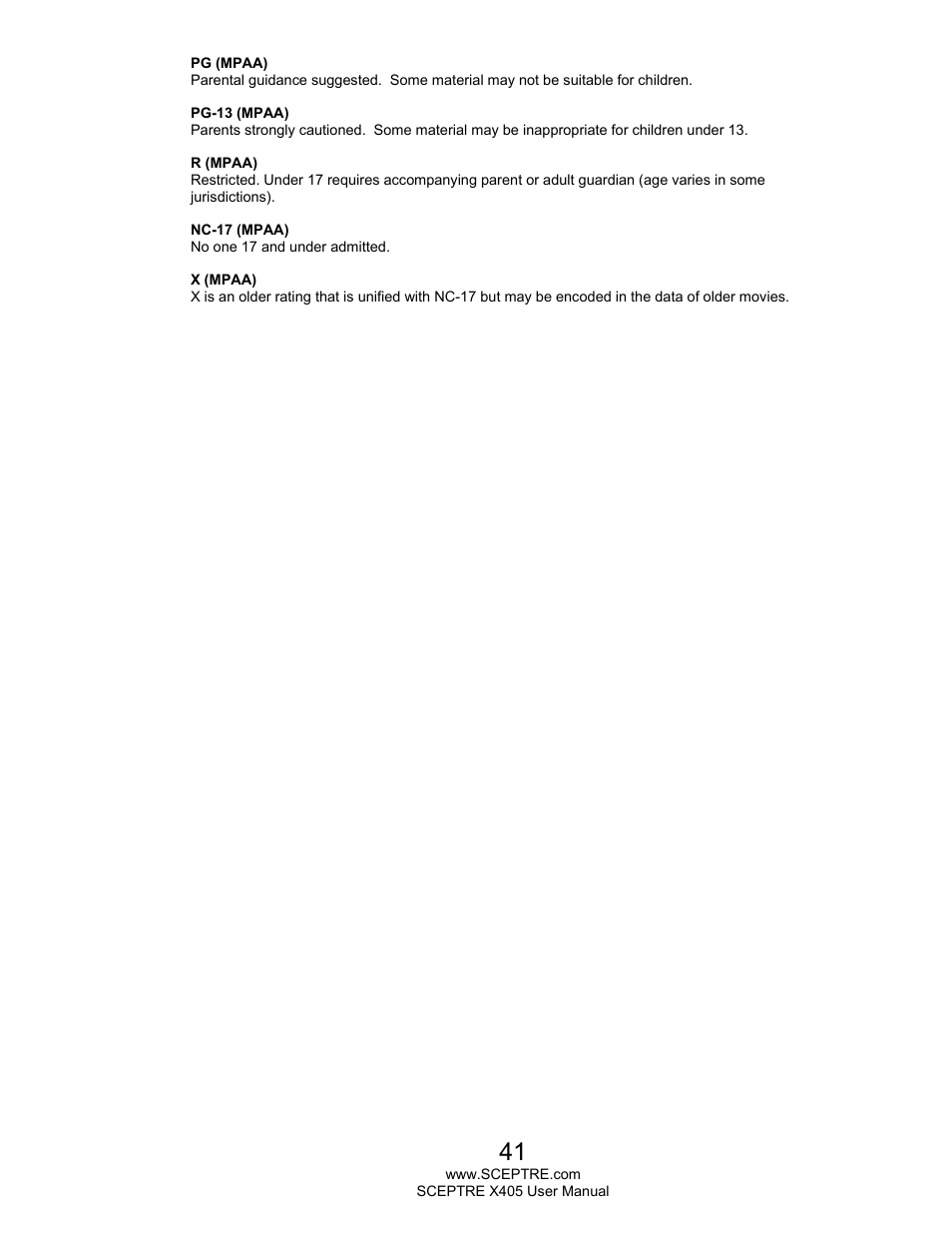Sceptre X405BV-FHDR User Manual | Page 41 / 54