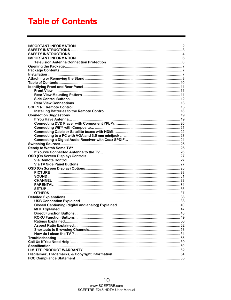 Sceptre E245BD-FMQR User Manual | Page 10 / 65