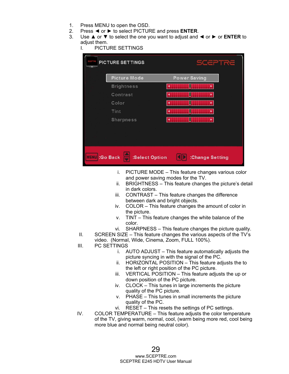 Sceptre E245BD-FMQR User Manual | Page 29 / 65