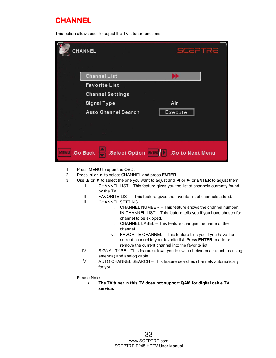 Channel | Sceptre E245BD-FMQR User Manual | Page 33 / 65
