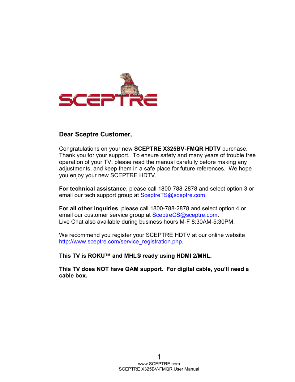 Sceptre X325BV-FMQR User Manual | 56 pages