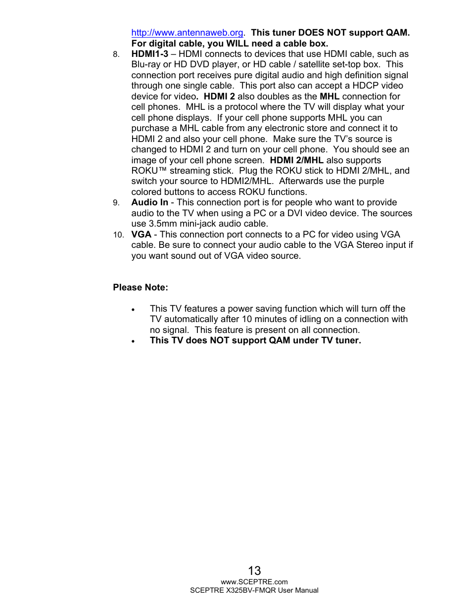 Sceptre X325BV-FMQR User Manual | Page 13 / 56
