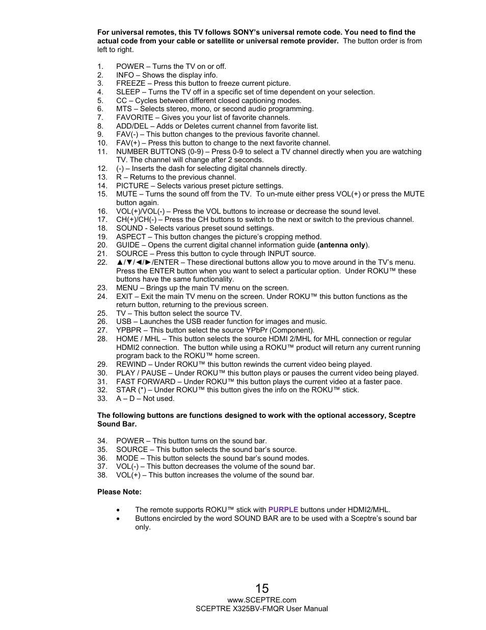 Sceptre X325BV-FMQR User Manual | Page 15 / 56
