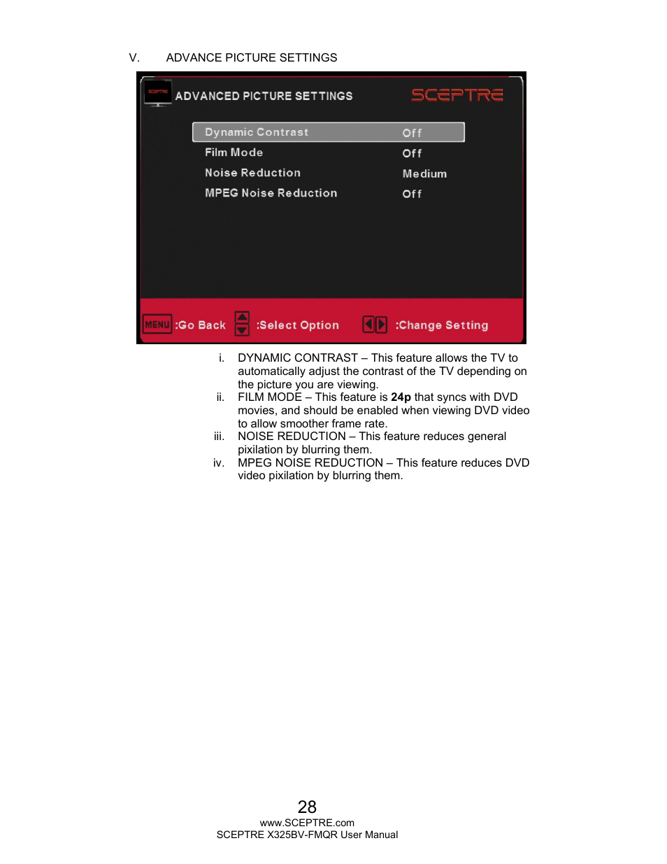 Sceptre X325BV-FMQR User Manual | Page 28 / 56