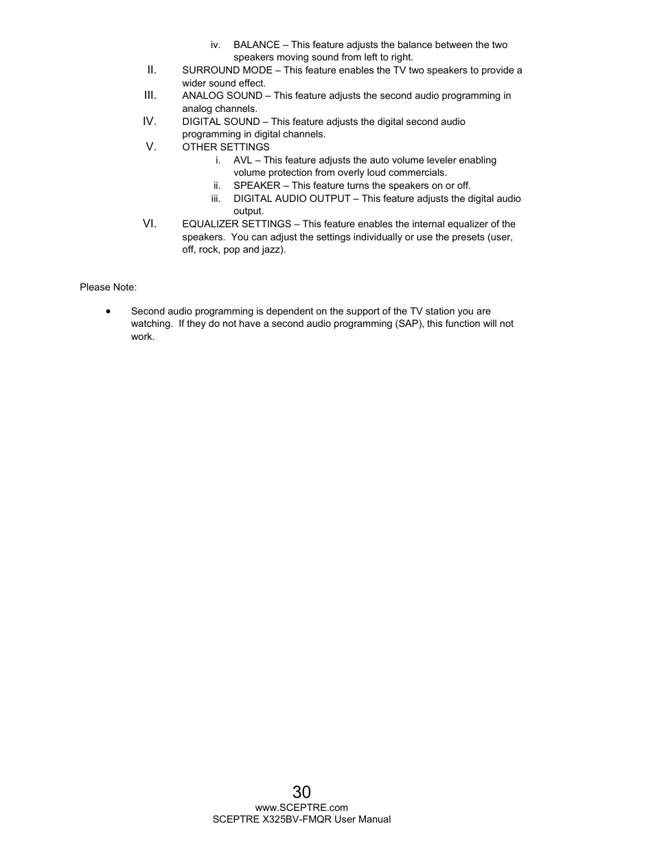 Sceptre X325BV-FMQR User Manual | Page 30 / 56