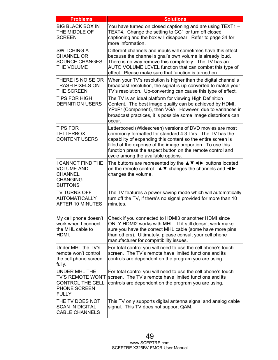 Sceptre X325BV-FMQR User Manual | Page 49 / 56