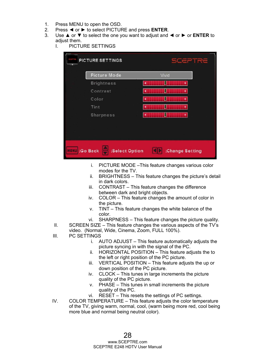 Sceptre E248BV-FMQR User Manual | Page 28 / 58