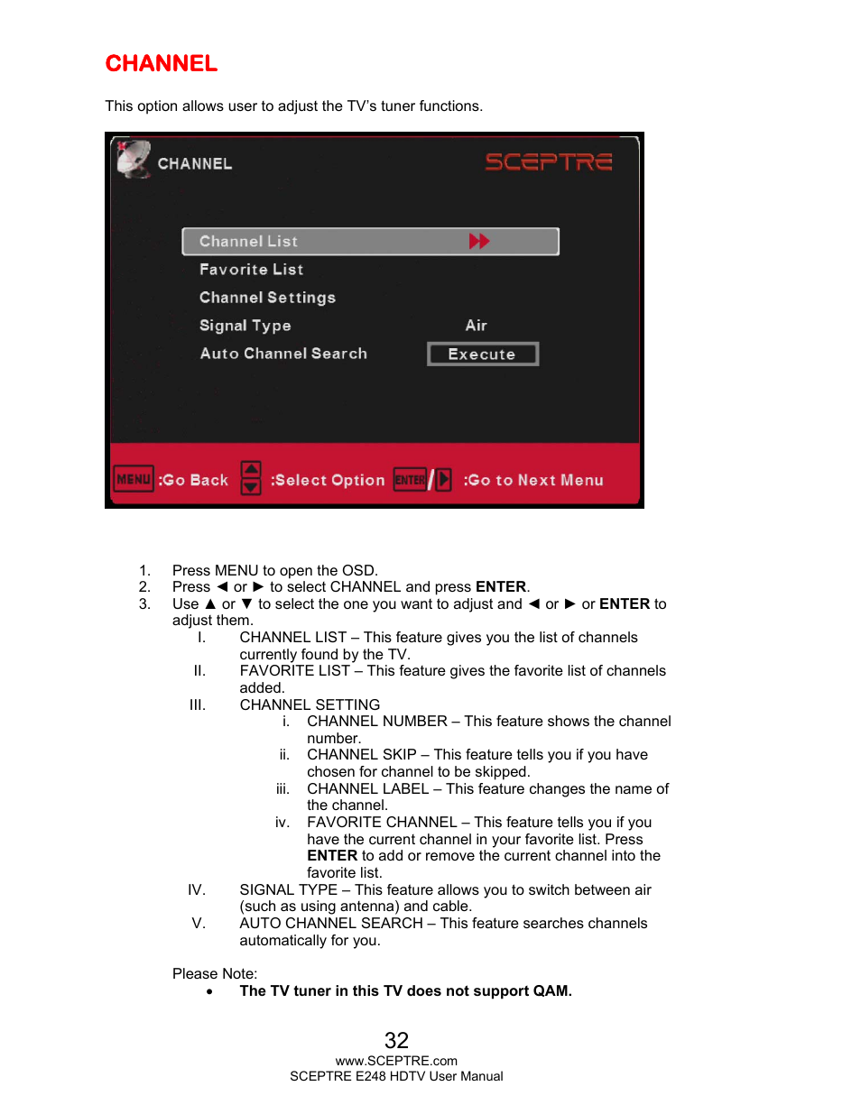 Channel | Sceptre E248BV-FMQR User Manual | Page 32 / 58