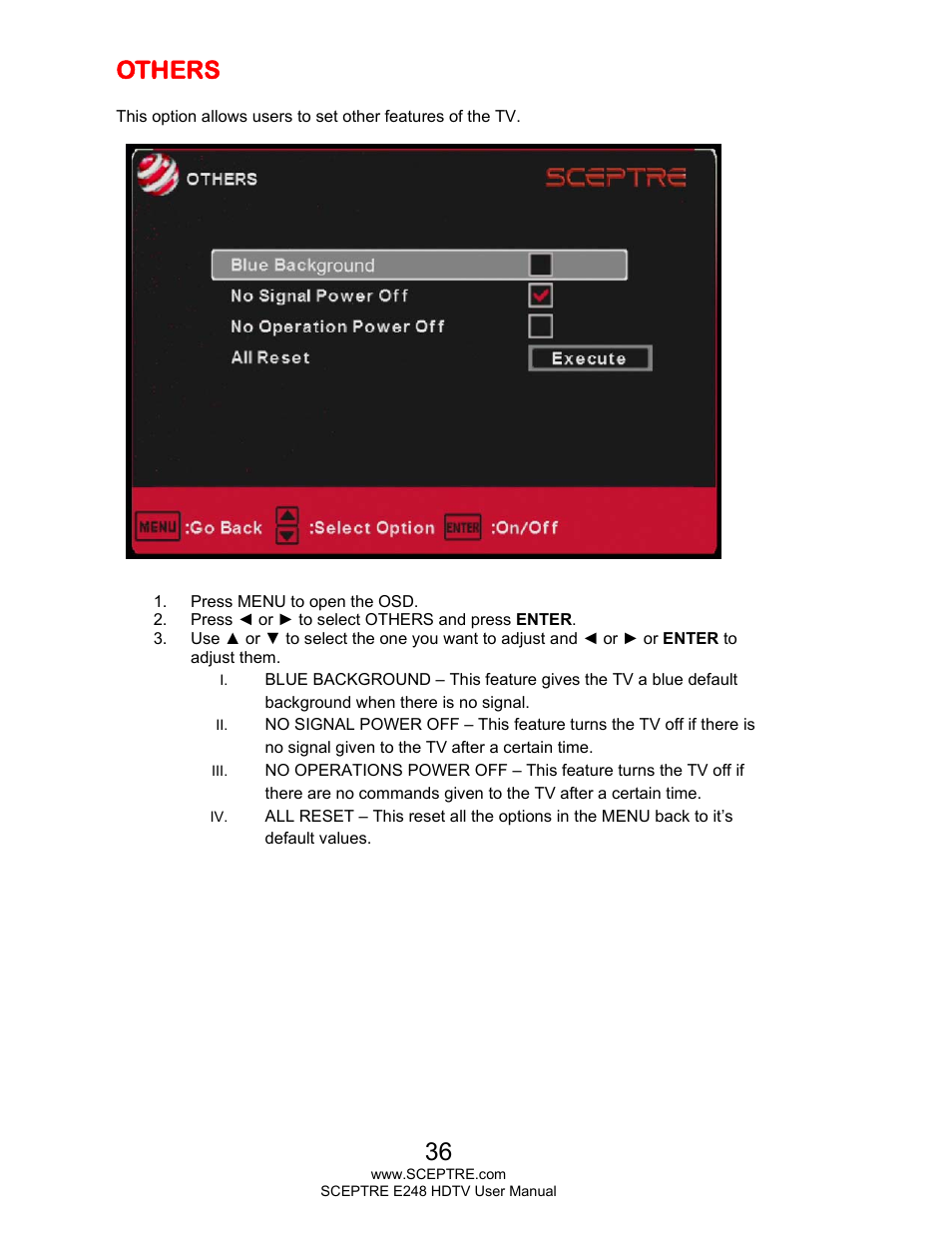 Others | Sceptre E248BV-FMQR User Manual | Page 36 / 58