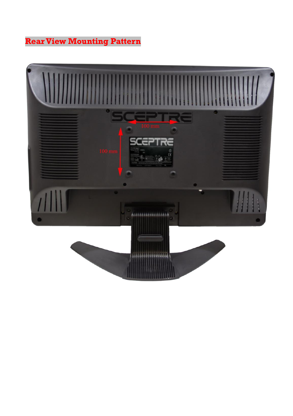 Rear view mounting pattern | Sceptre X23GV-KOMODO User Manual | Page 13 / 111