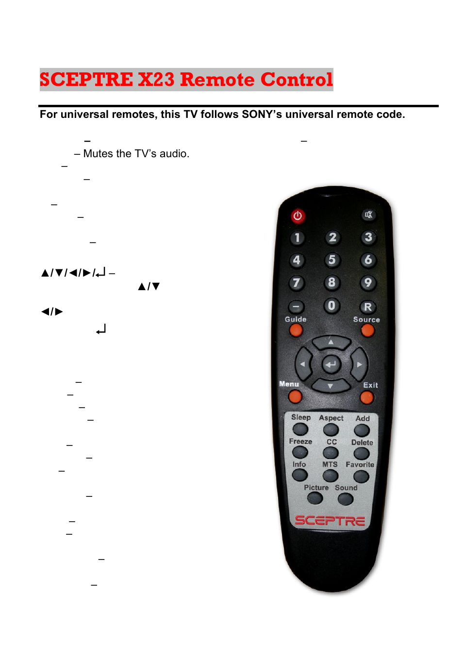 Sceptre x23 remote control | Sceptre X23GV-KOMODO User Manual | Page 19 / 111