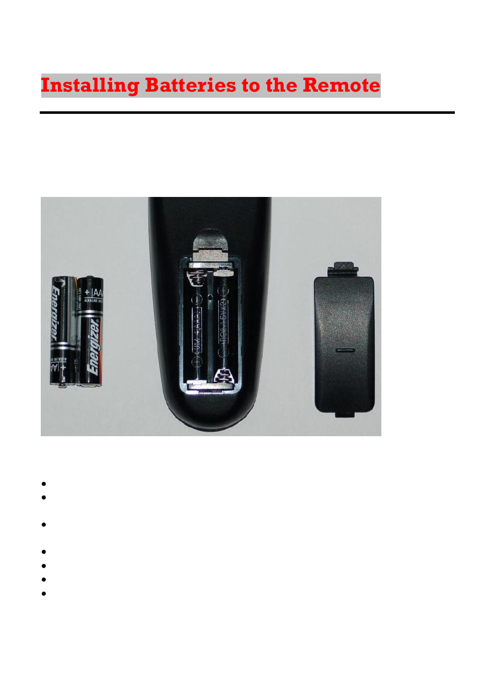 Installing batteries to the remote | Sceptre X23GV-KOMODO User Manual | Page 20 / 111