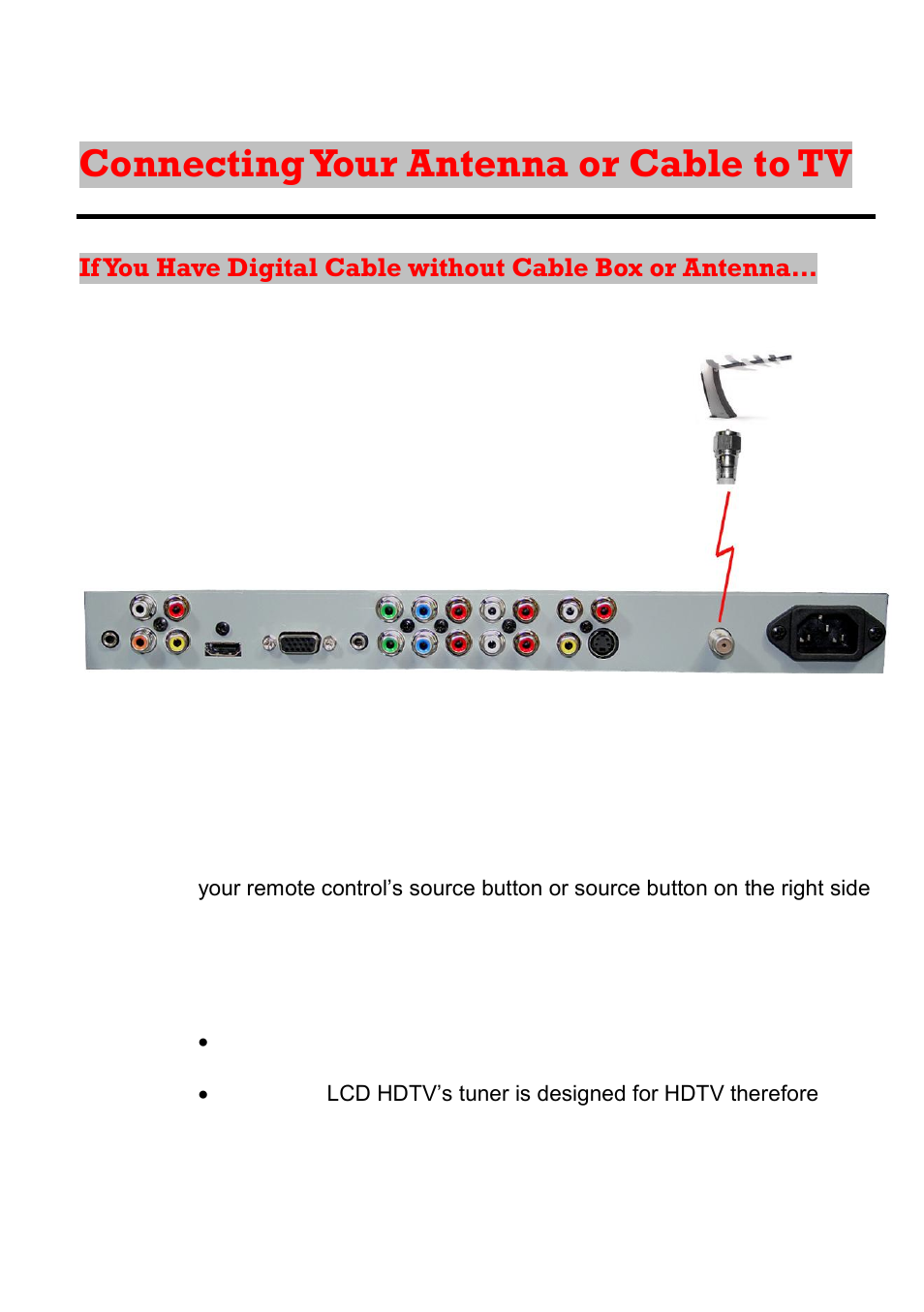 Connecting your antenna or cable to tv | Sceptre X23GV-KOMODO User Manual | Page 26 / 111