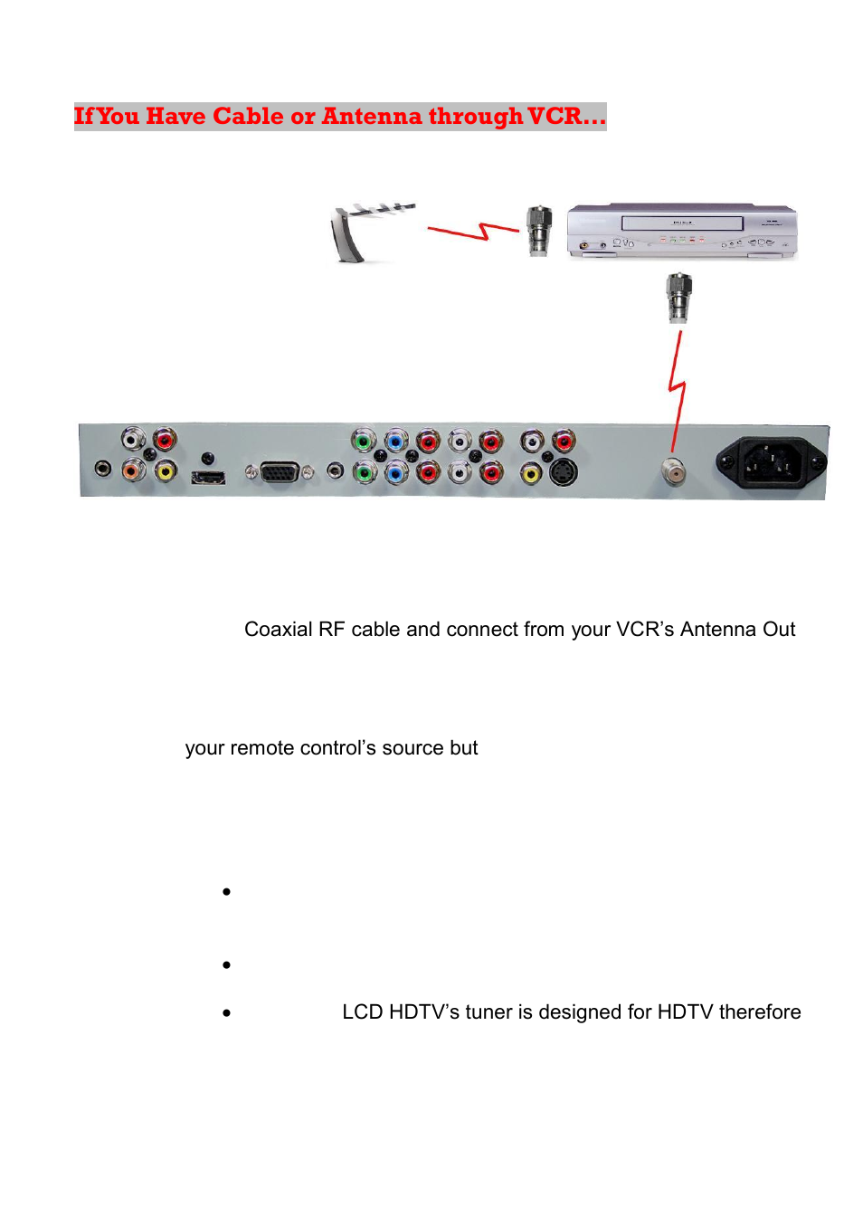 If you have cable or antenna through vcr | Sceptre X23GV-KOMODO User Manual | Page 27 / 111