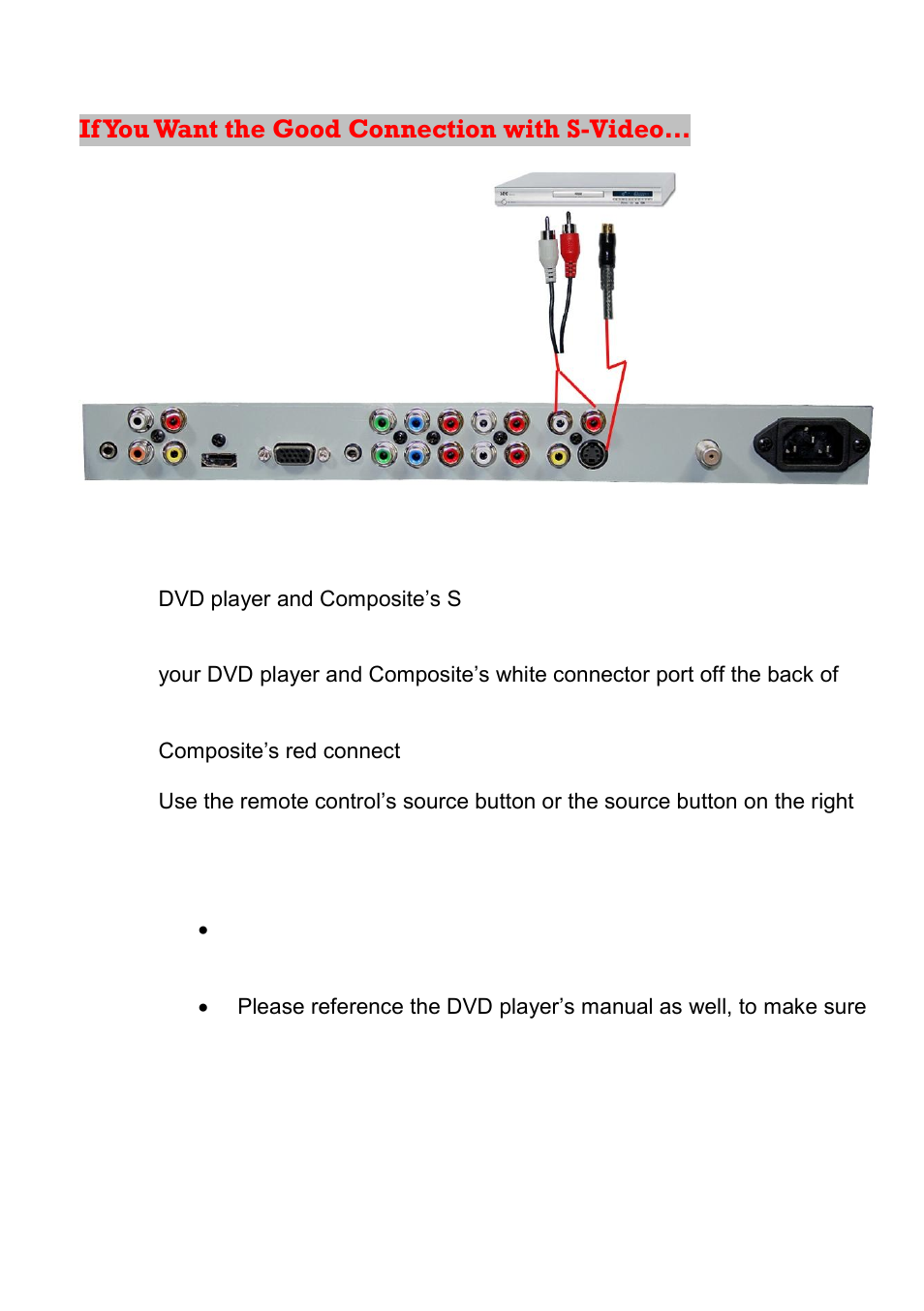 If you want the good connection with s-video | Sceptre X23GV-KOMODO User Manual | Page 31 / 111