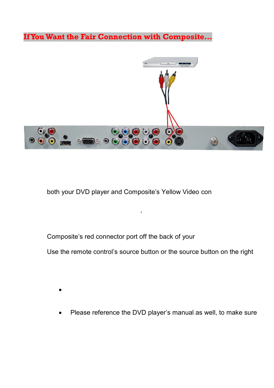 If you want the fair connection with composite | Sceptre X23GV-KOMODO User Manual | Page 32 / 111