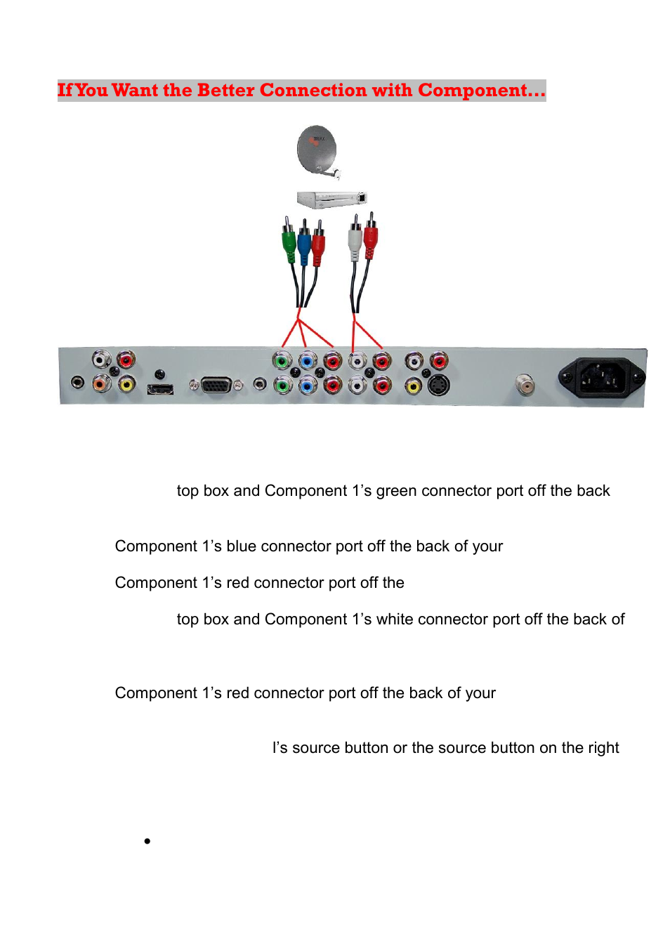If you want the better connection with component | Sceptre X23GV-KOMODO User Manual | Page 34 / 111