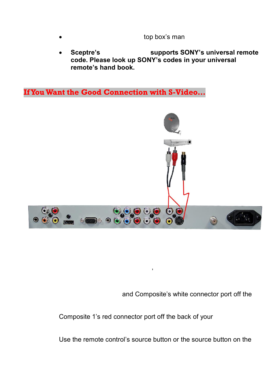 If you want the good connection with s-video | Sceptre X23GV-KOMODO User Manual | Page 35 / 111