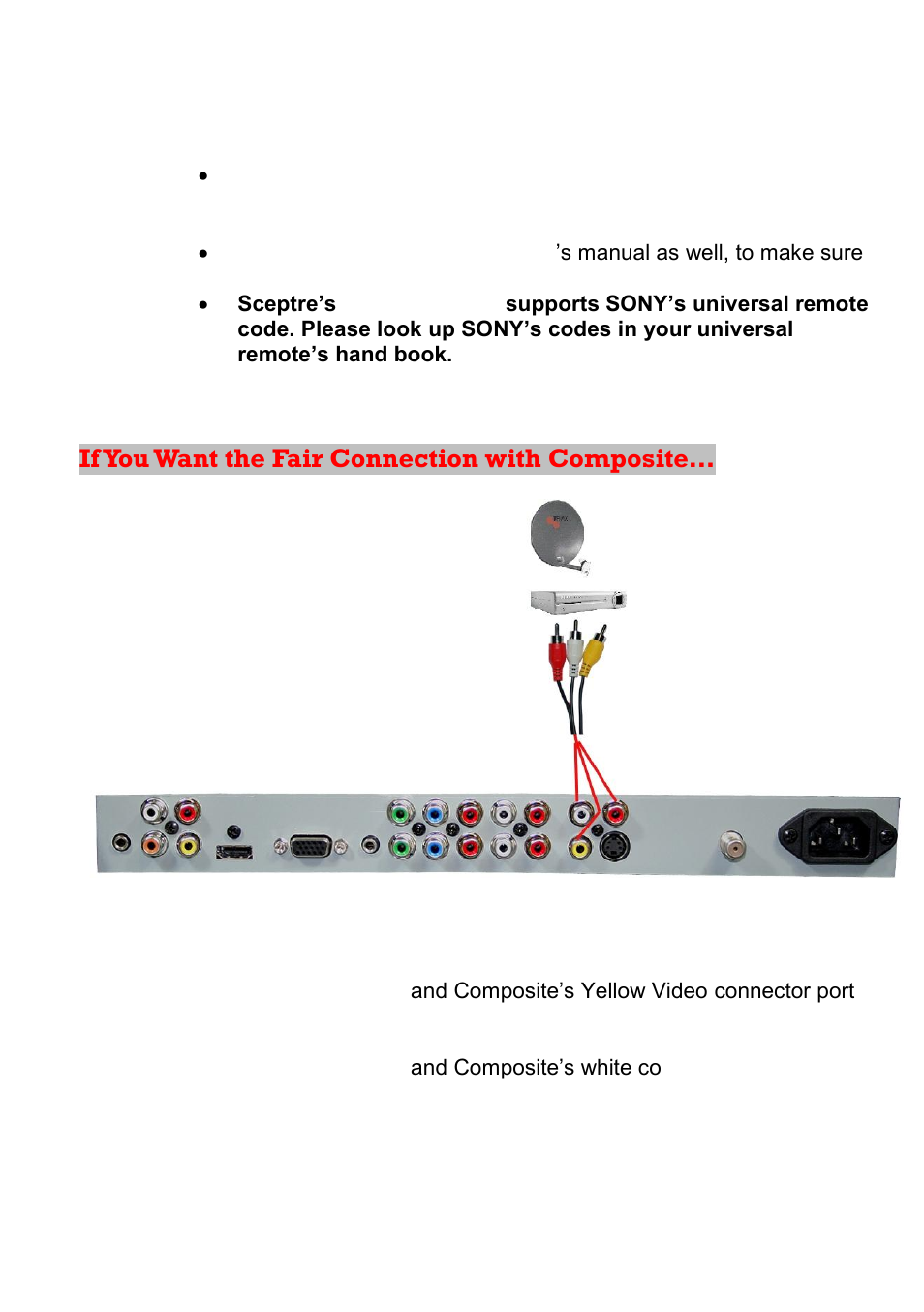 If you want the fair connection with composite | Sceptre X23GV-KOMODO User Manual | Page 36 / 111