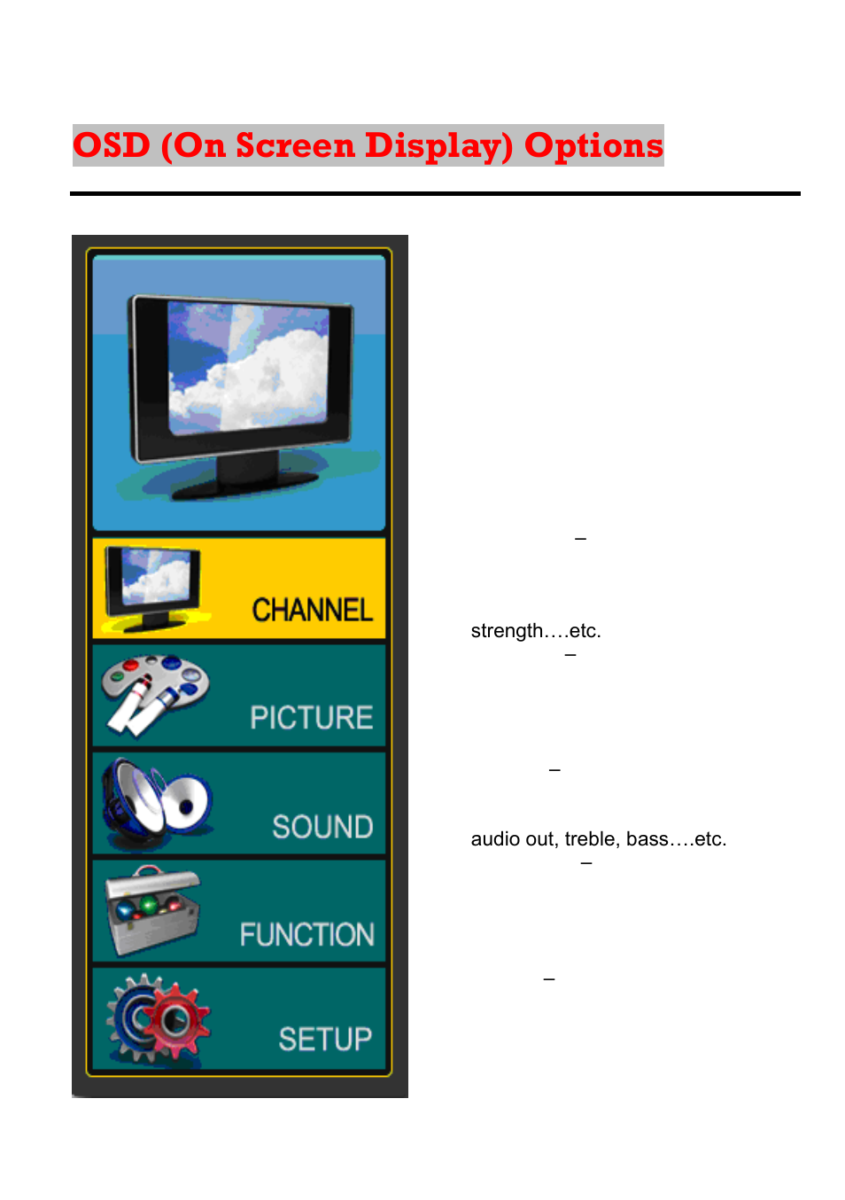 Osd (on screen display) options | Sceptre X23GV-KOMODO User Manual | Page 45 / 111