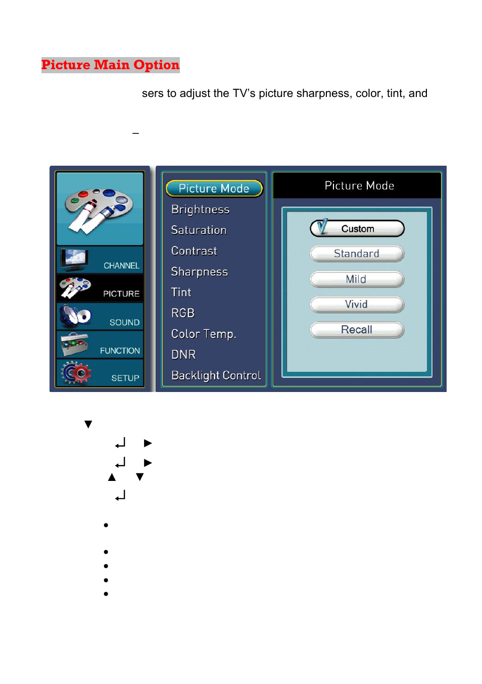 Picture main option | Sceptre X23GV-KOMODO User Manual | Page 52 / 111