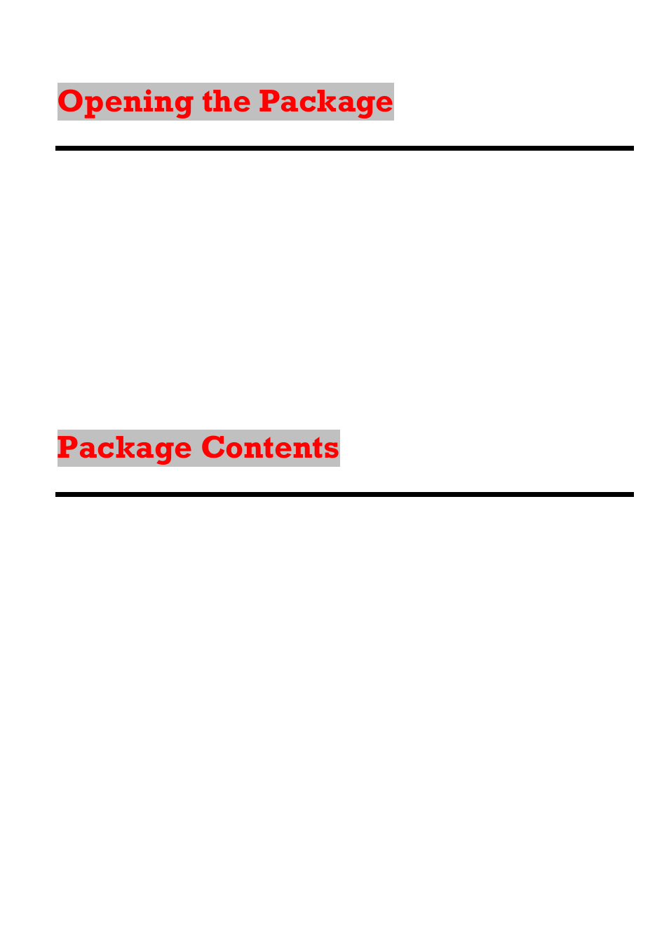 Opening the package, Package contents | Sceptre X23GV-KOMODO User Manual | Page 6 / 111