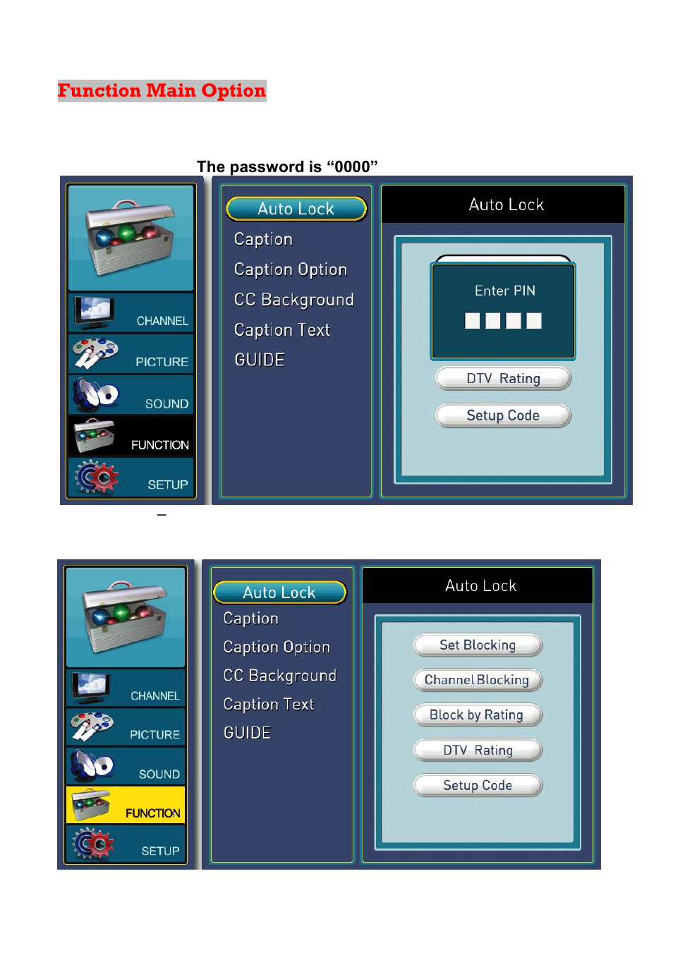 Function main option | Sceptre X23GV-KOMODO User Manual | Page 69 / 111