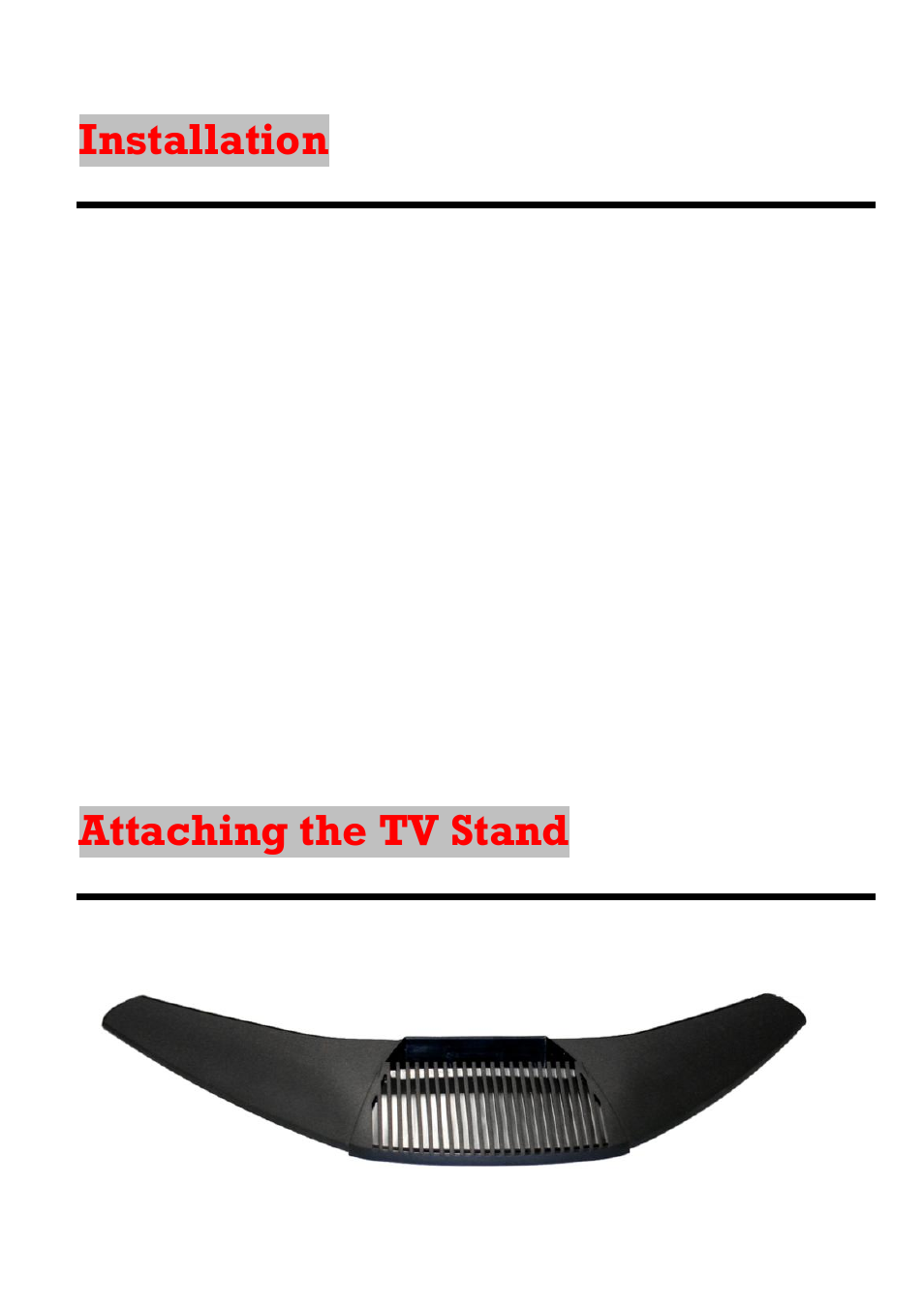 Installation, Attaching the tv stand | Sceptre X23GV-KOMODO User Manual | Page 7 / 111