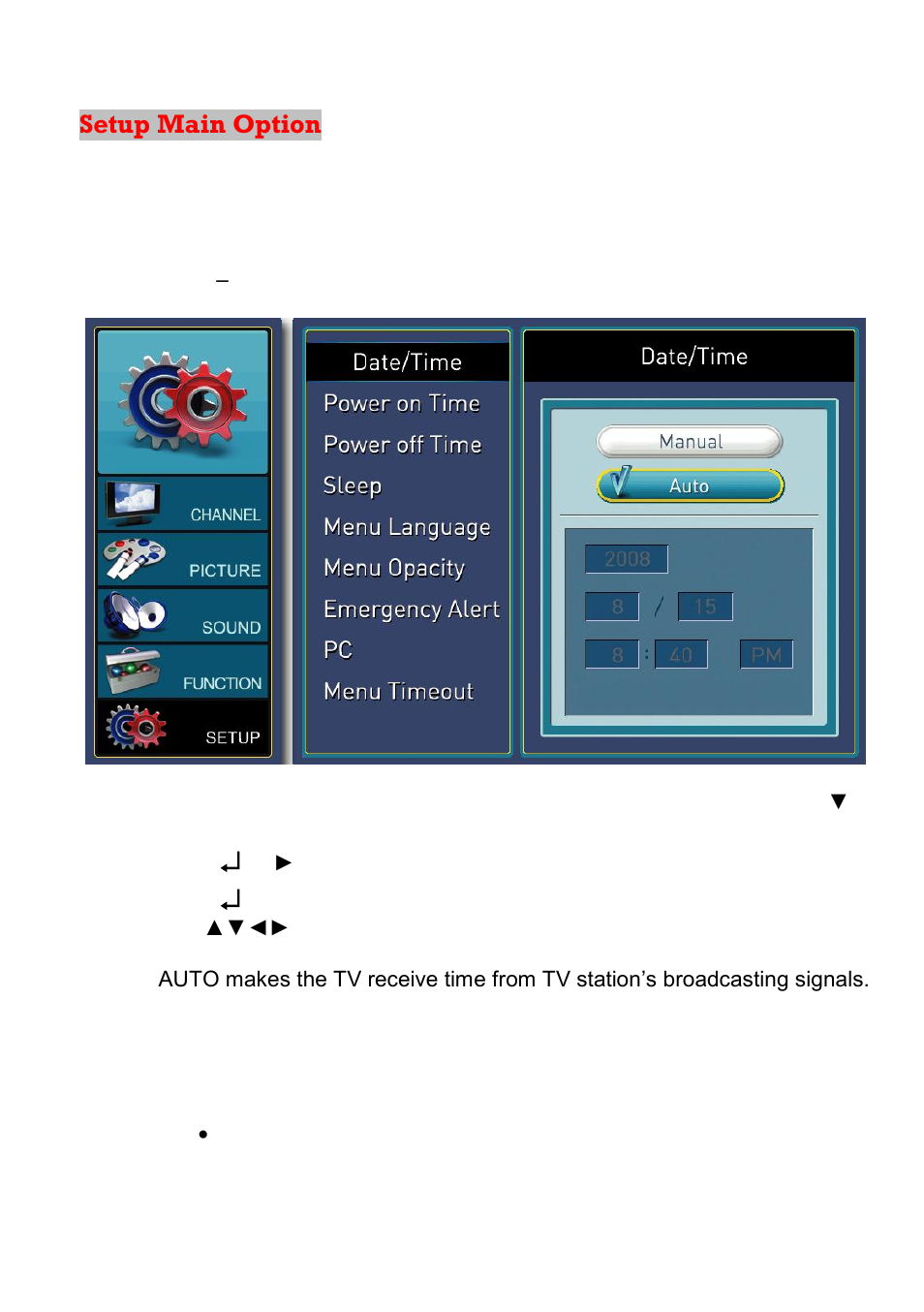 Setup main option | Sceptre X23GV-KOMODO User Manual | Page 80 / 111