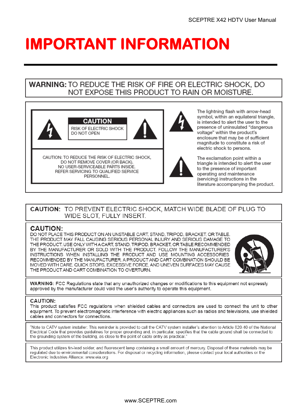 Sceptre X42BV-FULLHD User Manual | 128 pages