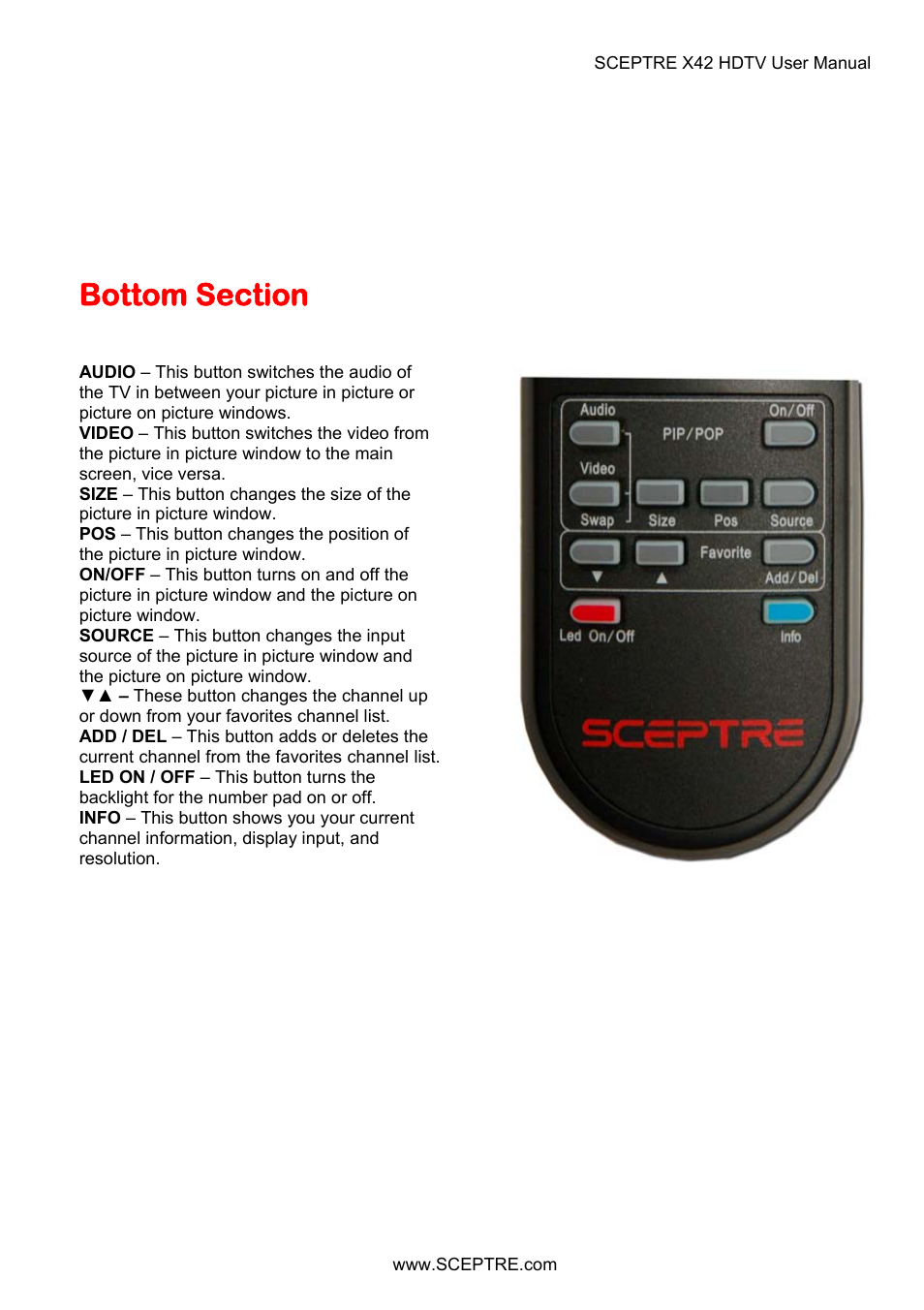 Bottom section | Sceptre X42BV-FULLHD User Manual | Page 20 / 128