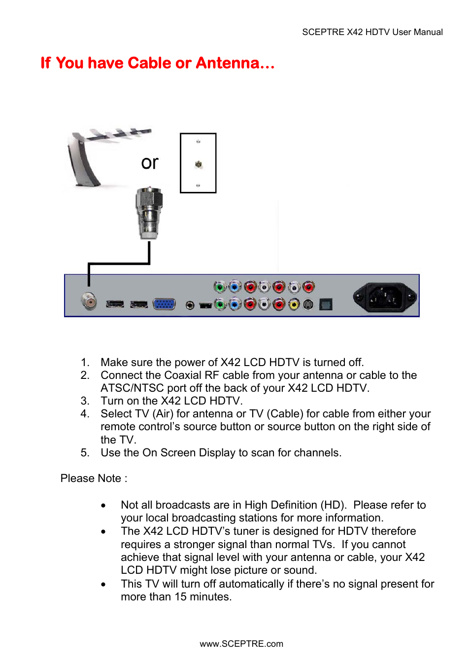 If you have cable or antenna | Sceptre X42BV-FULLHD User Manual | Page 29 / 128