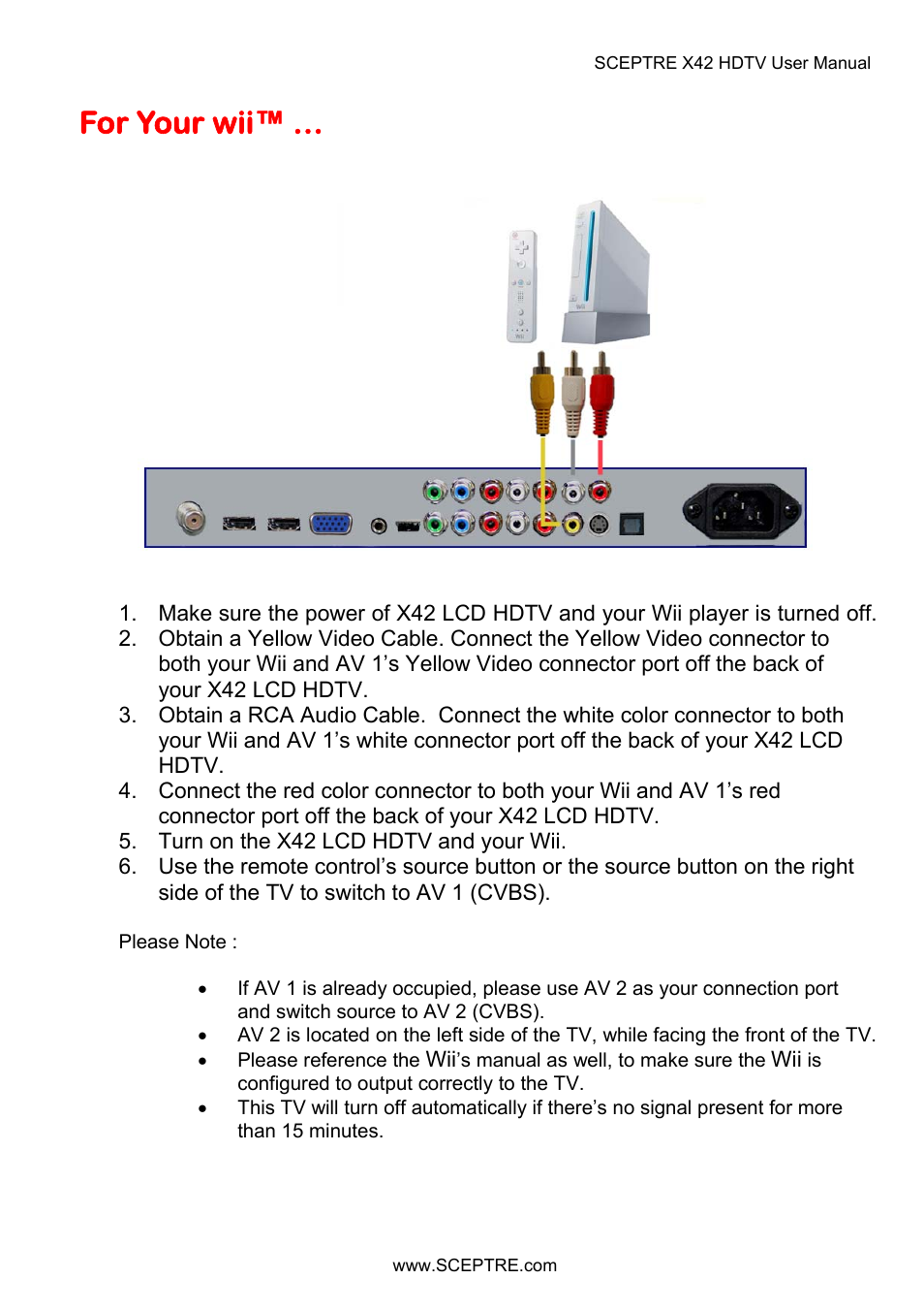 For your wii | Sceptre X42BV-FULLHD User Manual | Page 43 / 128