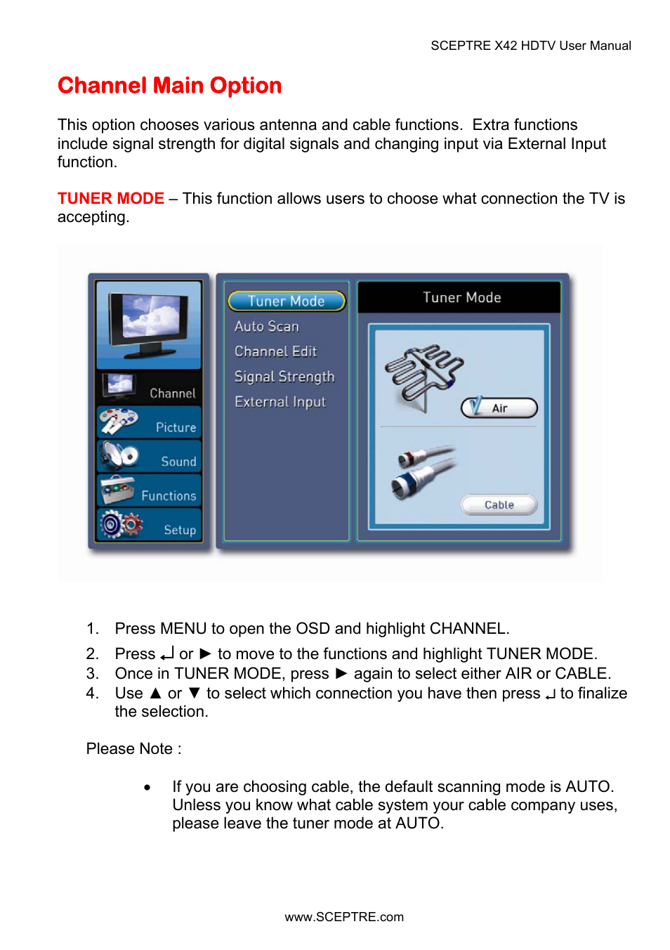 Channel main option | Sceptre X42BV-FULLHD User Manual | Page 49 / 128