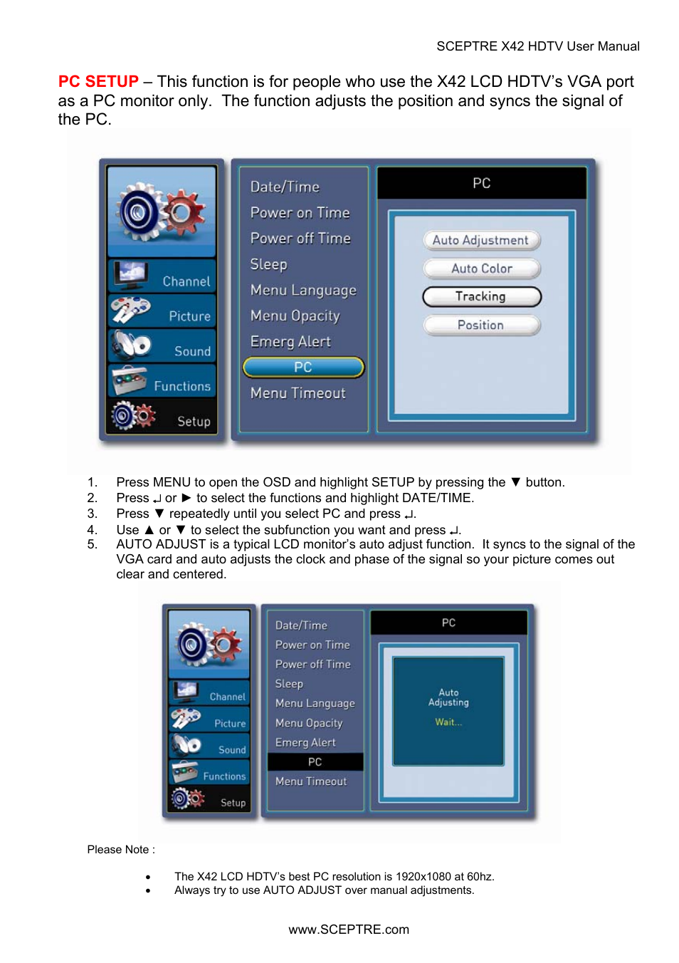 Sceptre X42BV-FULLHD User Manual | Page 96 / 128