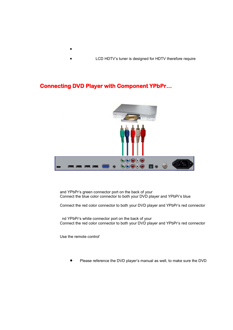 Connecting dvd player with component ypbpr | Sceptre X46BV-1080P User Manual | Page 19 / 53