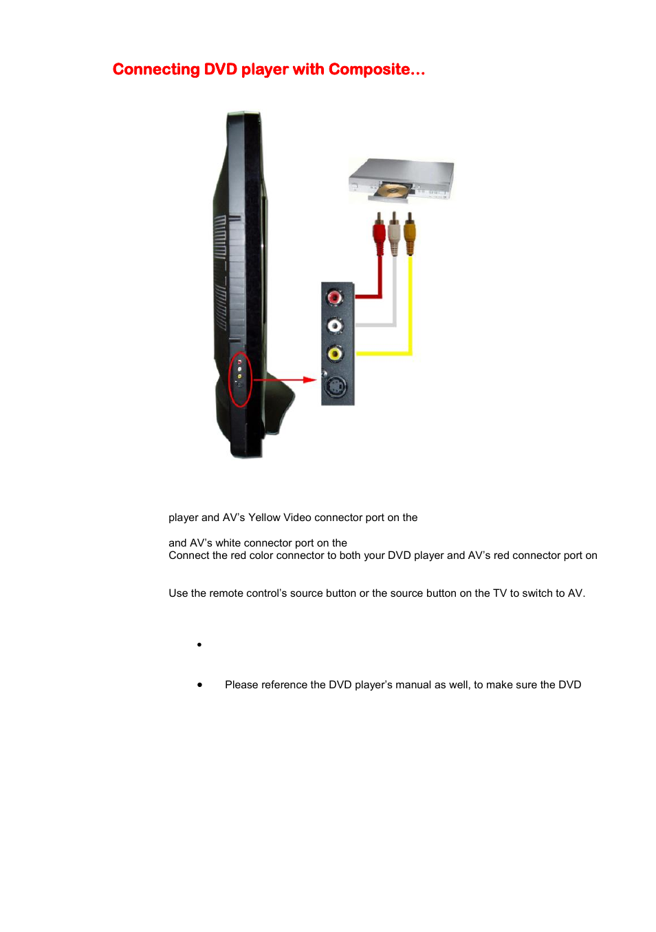 Connecting dvd player with composite | Sceptre X46BV-1080P User Manual | Page 21 / 53