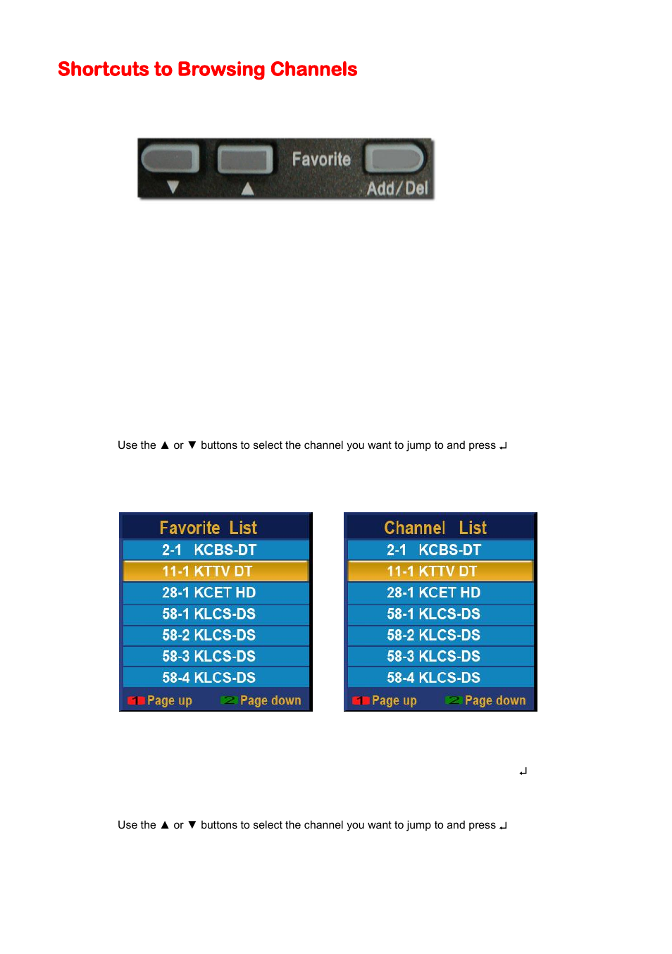 Shortcuts to browsing channels | Sceptre X46BV-1080P User Manual | Page 42 / 53