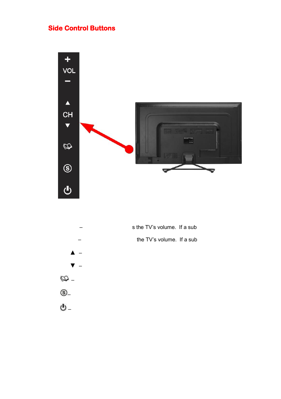 Side control buttons | Sceptre U508CV-UMK User Manual | Page 11 / 60