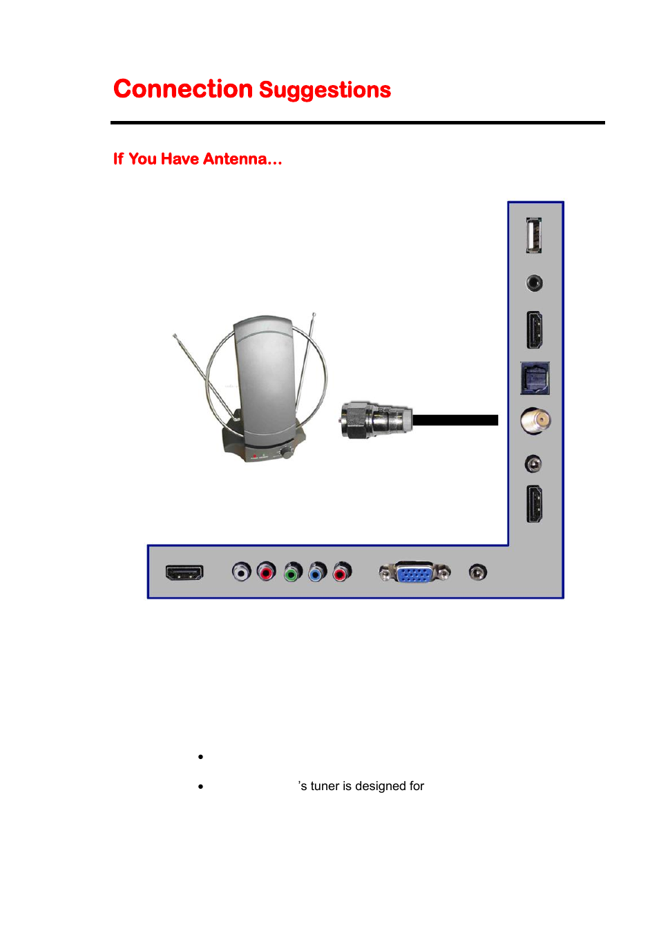 Connection suggestions, If you have antenna, Connection | Suggestions | Sceptre U508CV-UMK User Manual | Page 17 / 60