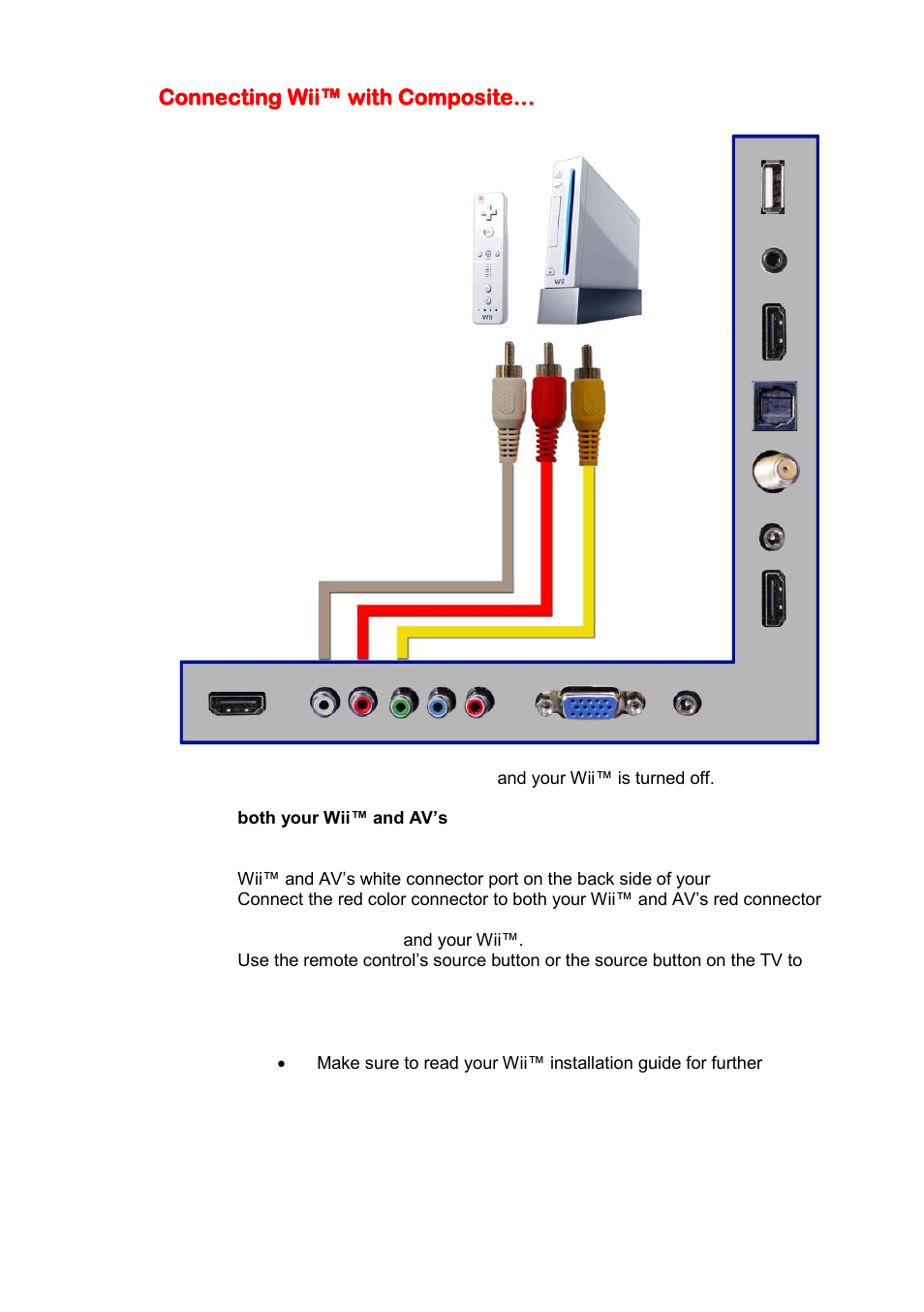 Connecting wii™ with composite | Sceptre U508CV-UMK User Manual | Page 19 / 60