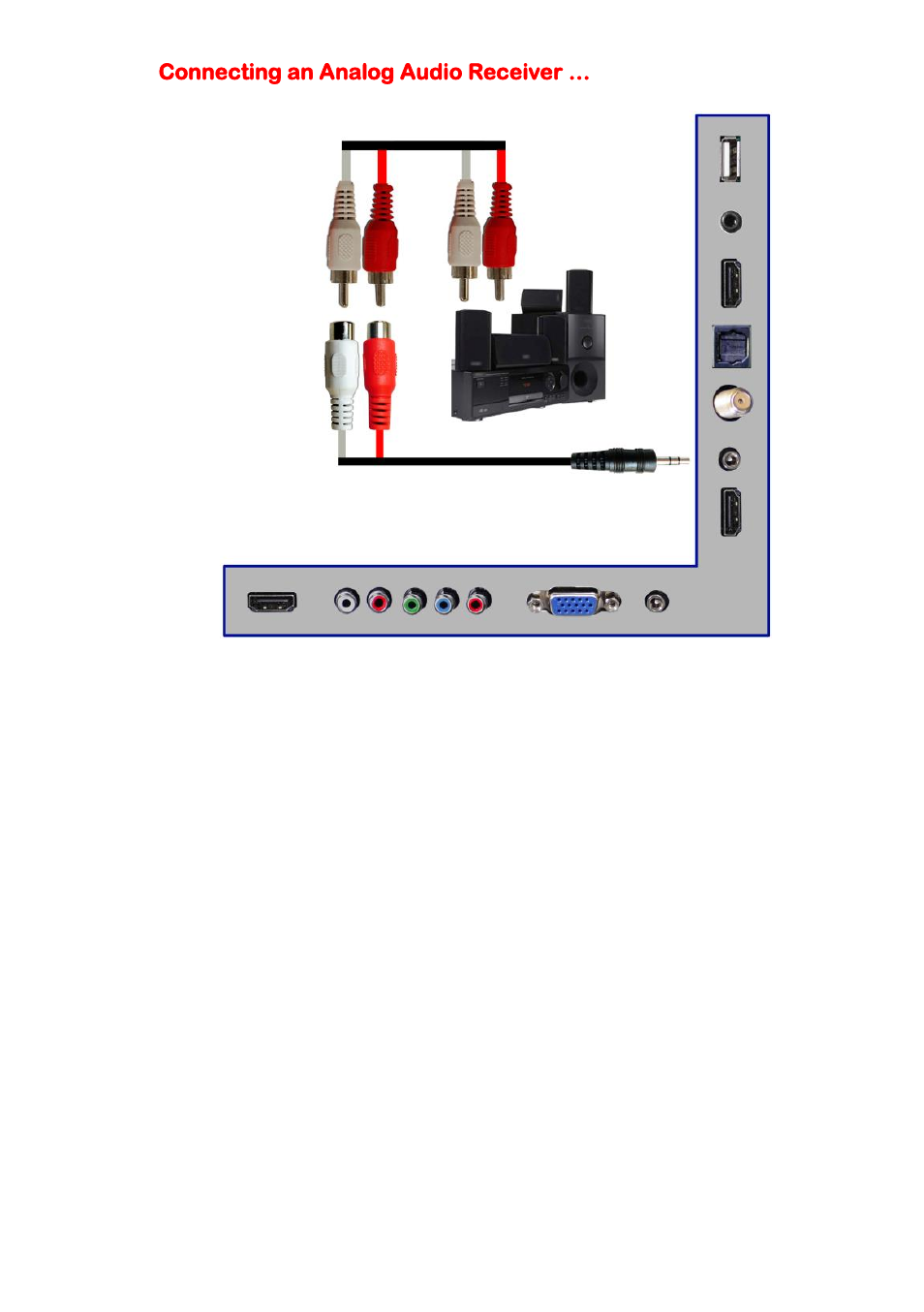 Connecting an analog audio receiver | Sceptre U508CV-UMK User Manual | Page 23 / 60