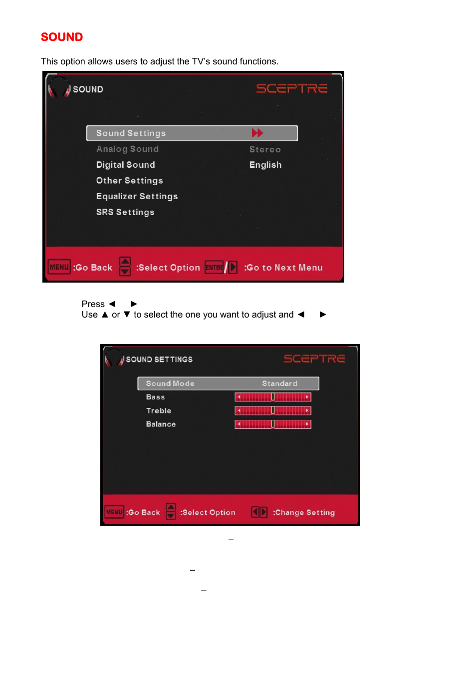 Sound | Sceptre U508CV-UMK User Manual | Page 30 / 60