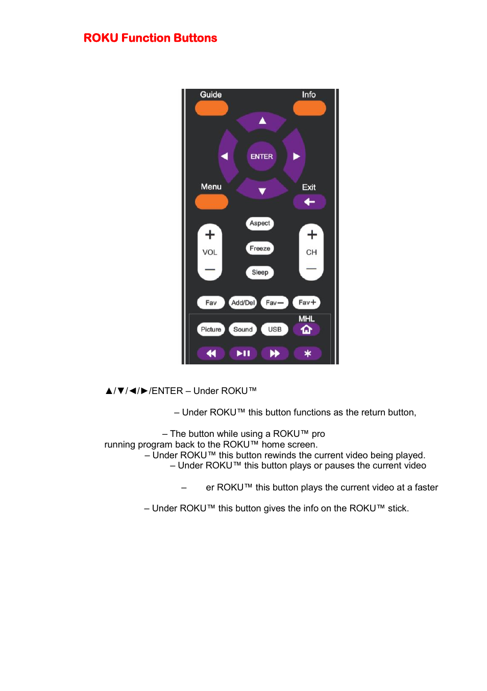 Roku function buttons | Sceptre U508CV-UMK User Manual | Page 43 / 60