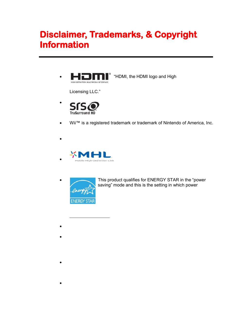 Disclaimer, trademarks, & copyright information | Sceptre U508CV-UMK User Manual | Page 59 / 60