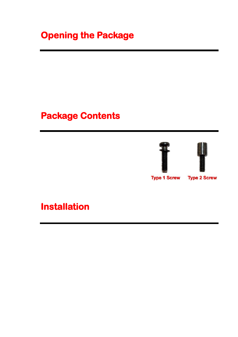 Opening the package, Package contents, Installation | Sceptre U508CV-UMK User Manual | Page 7 / 60