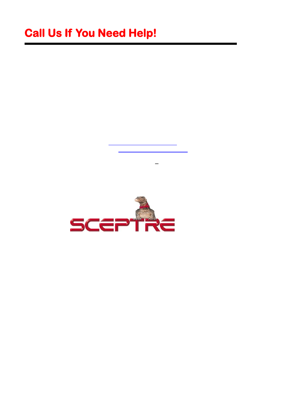 Call us if you need help | Sceptre SS1000 User Manual | Page 14 / 19