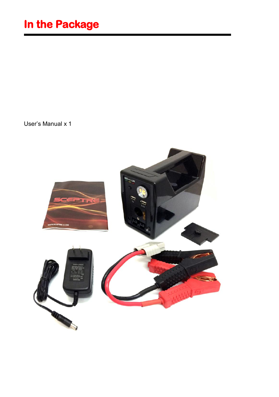 In the package | Sceptre SS1000 User Manual | Page 6 / 19