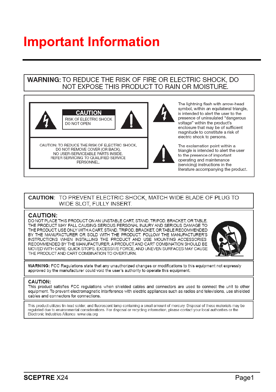 Sceptre X24WG-1080 User Manual | 55 pages